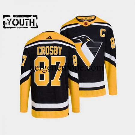 Kinder Pittsburgh Penguins Eishockey Trikot Sidney Crosby 87 Adidas 2022-2023 Reverse Retro Schwarz Authentic